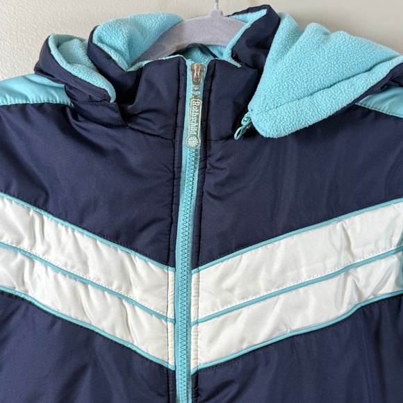 Kids Rothschild Puffer Jacket Navy Blue Aqua White Hooded Winter‎ Coat SIZE XL - Picture 2 of 8